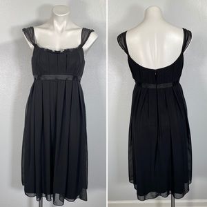 Vera wang maids pleated black chiffon midi cocktail dress size 6